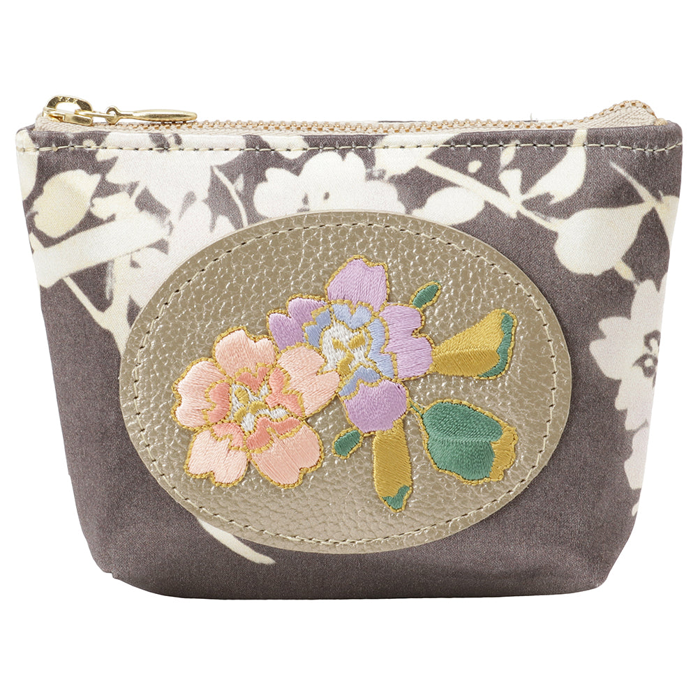Embroidered and Silk Mini Pouch - Sakura