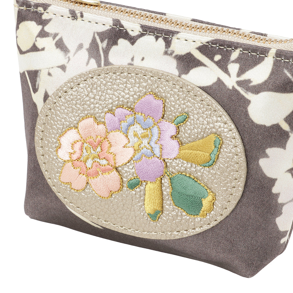 Embroidered and Silk Mini Pouch - Sakura