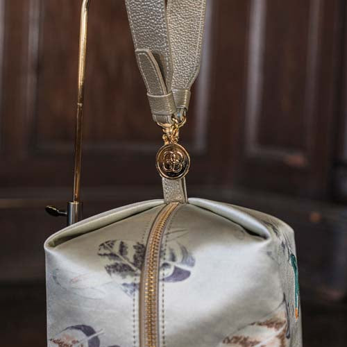 Embroidered Silk Handbag TEMARI - Hawk Feather