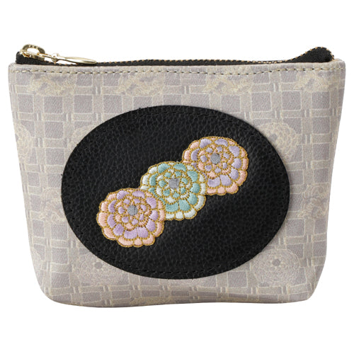 Mini Pouch with Embroidery and Silk - Chrysanthemum