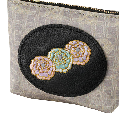 Mini Pouch with Embroidery and Silk - Chrysanthemum