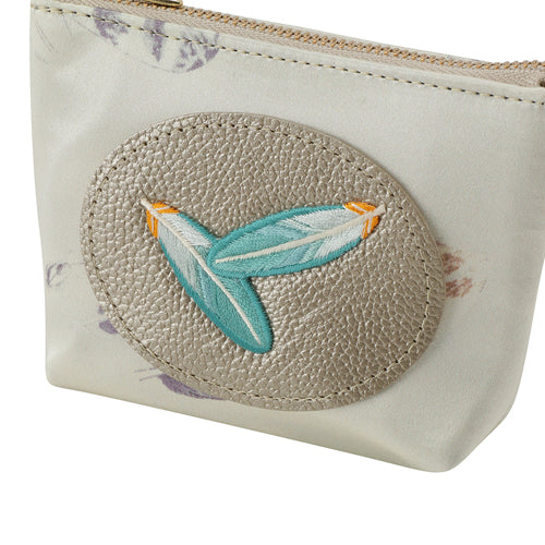 Mini Pouch with Embroidery and Silk - Hawk Feathers