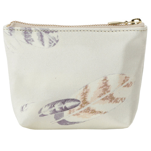 Mini Pouch with Embroidery and Silk - Hawk Feathers
