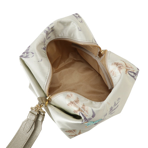 Embroidered Silk Handbag TEMARI - Hawk Feather