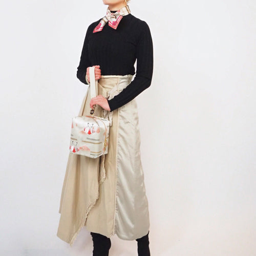 Embroidered Silk Handbag TEMARI - Crane