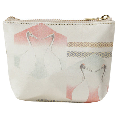 Embroidered and Silk Mini Pouch - Crane